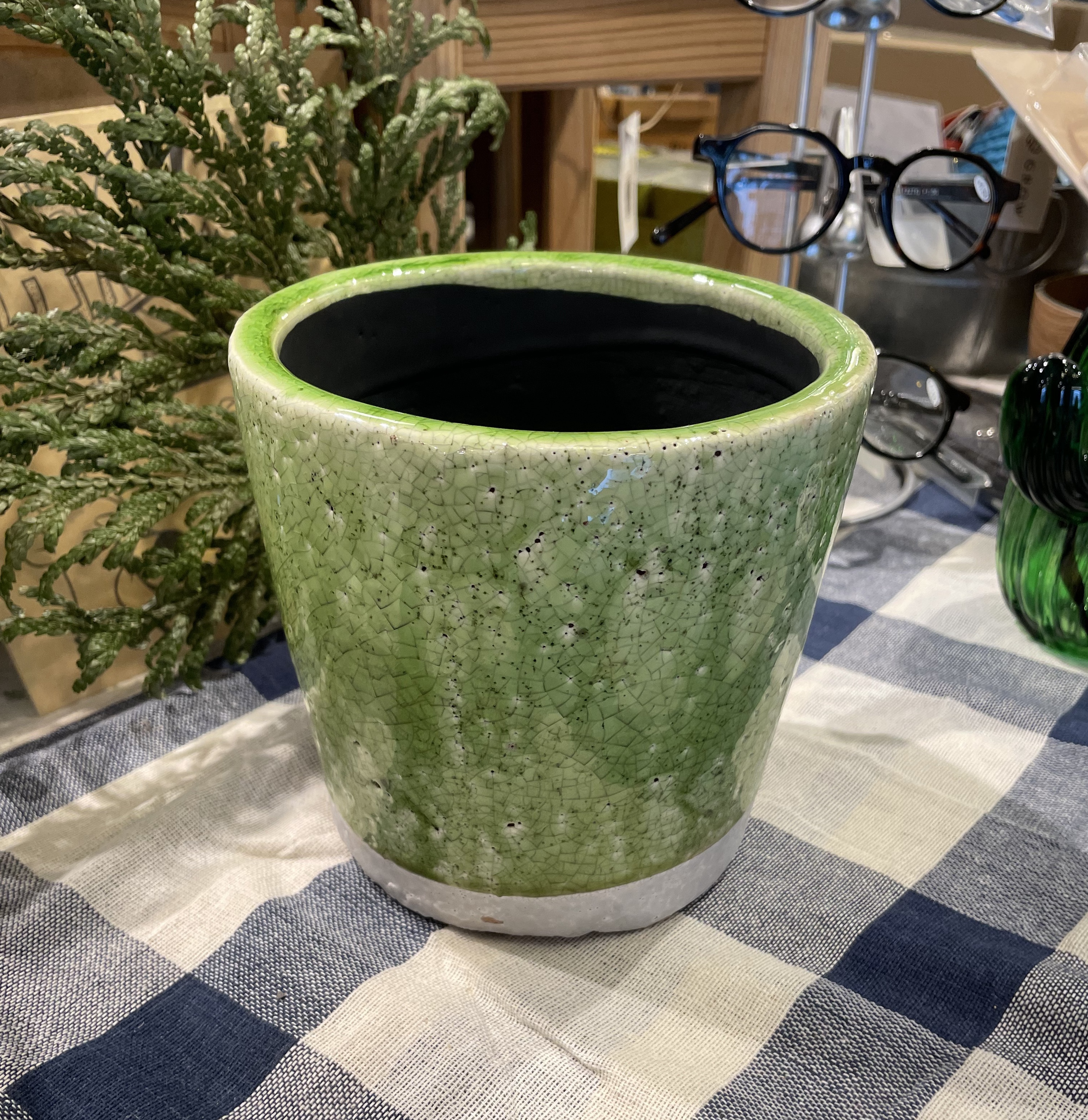 COLOR GLAZED POT LIME GREEN